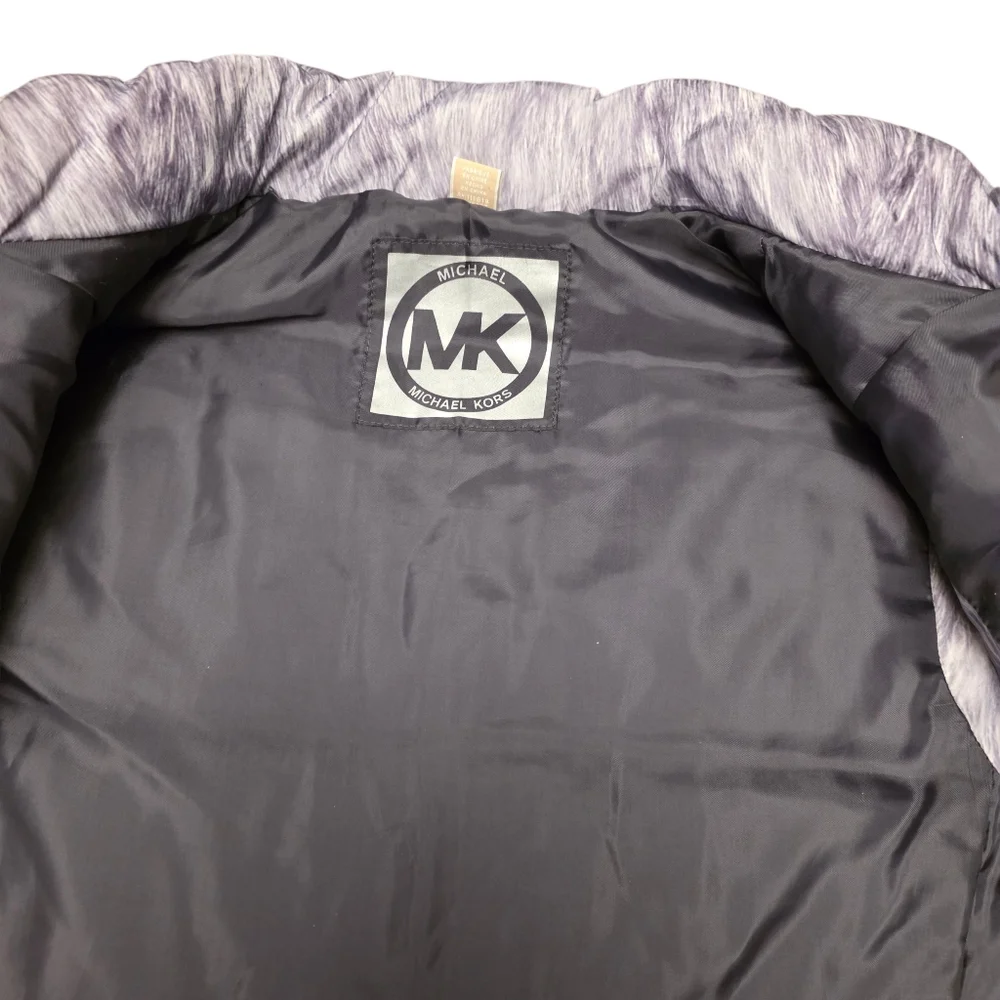 Michael Kors Fur Print Gray Puffer Vest Size XL - Picture 5 of 12